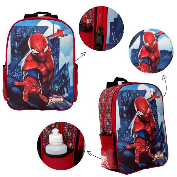 Imagem de Kit Mochila Costas Escolar Menino Spider Man Preta 