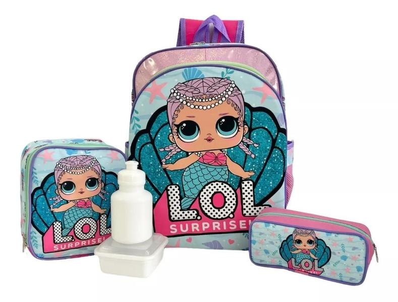 Imagem de Kit Mochila Costas Infantil Escolar Lol Surprise Sereia M F5