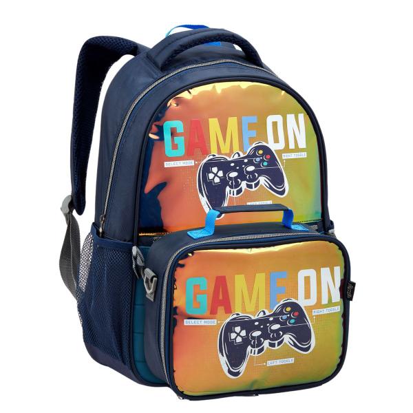 Imagem de Kit Mochila Costas Lancheira Infantil Escolar Menino Gamer Game On Seanite