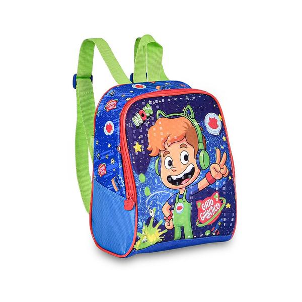 Imagem de Kit Mochila D Carrinho Estojo Lancheira Infantil Gato Galactico Youtuber Menino Escolar Original