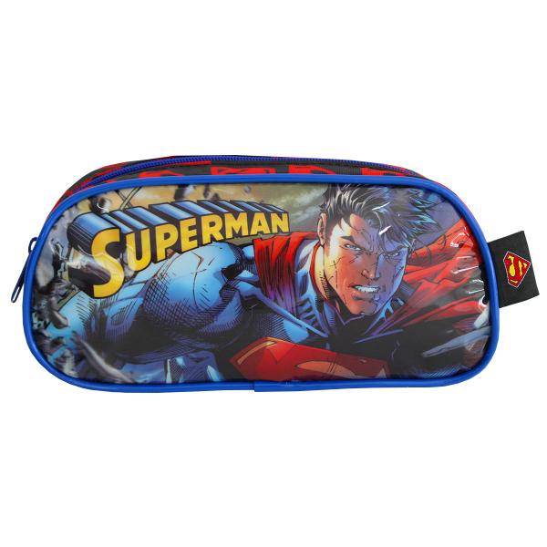 Imagem de Kit Mochila De Alças Superman Com Estojo Infantil Escolar