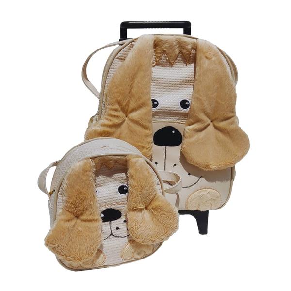 Imagem de Kit Mochila De Carrinho Infantil Bichinho G + Lancheira - Suporte Lancheira - Bebê Escolar Pets Zoo