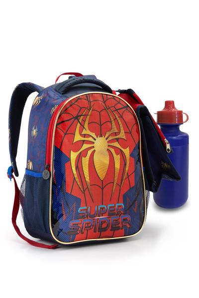 Imagem de Kit Mochila De Costa Infantil Aranha Spider Escolar Masculina Com Estojo Lancheira Garrafinha e Chaveiro