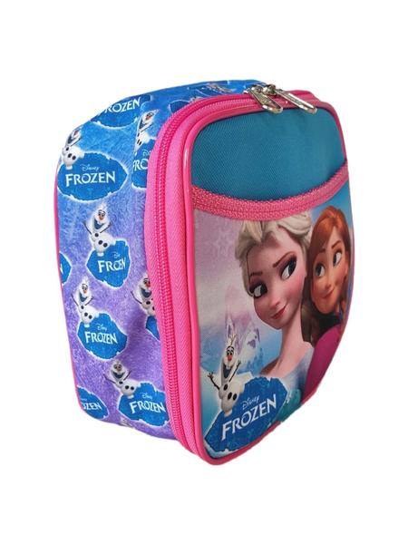 Imagem de Kit mochila de costas frozen infantil escolar meninas rosa brilho lancheira bolsa estojo