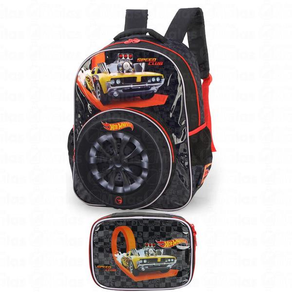 Imagem de Kit Mochila De Costas Hot Wheels Estojo Box 100 Pens Luxcel