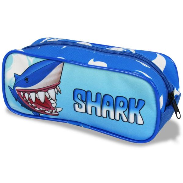 Imagem de Kit Mochila de Costas M Infantil Lancheira e Estojo Tubarão Shark 