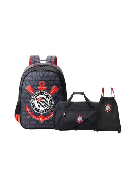 Imagem de Kit Mochila De Costas+Saco+Sacola Viagem Corinthians Oficial