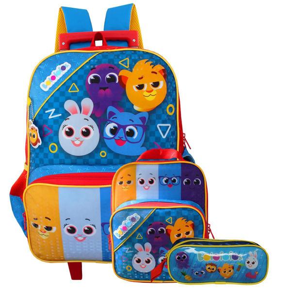 Imagem de Kit Mochila De Rodas + Estojo Infantil E Lancheira Bolofofos