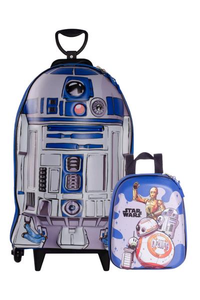 Imagem de Kit Mochila De Rodas Star Wars 3d Lancheira Escolar Infantil