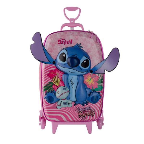 Imagem de Kit Mochila De Rodas Stitch 3D Infantil Lancheira Escolar