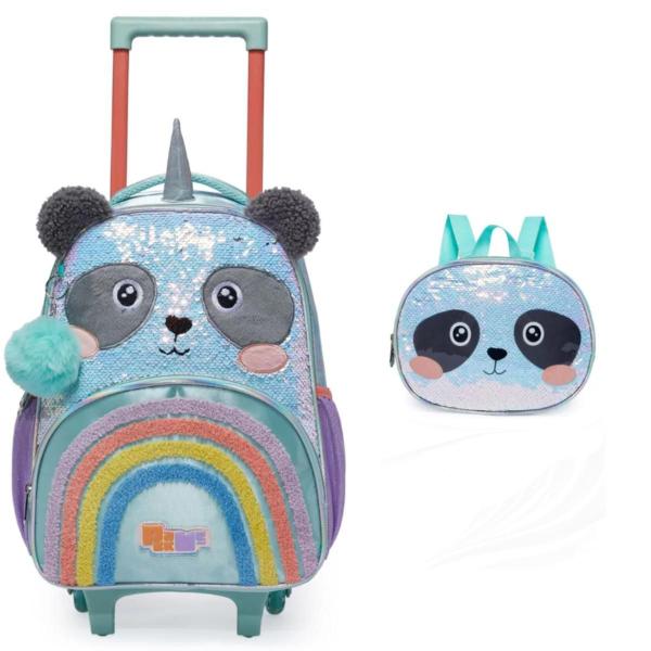 Imagem de Kit Mochila de Rodinha e Lancheira Infantil Panda Pacific