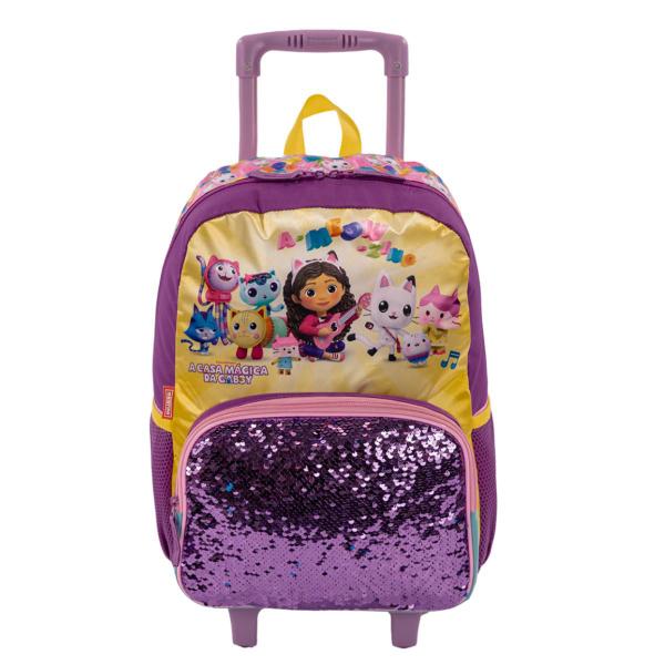 Imagem de Kit Mochila De Rodinha Escolar Infantil E Lancheira Infantil A Casa Magica da Gabby Meow Sestini