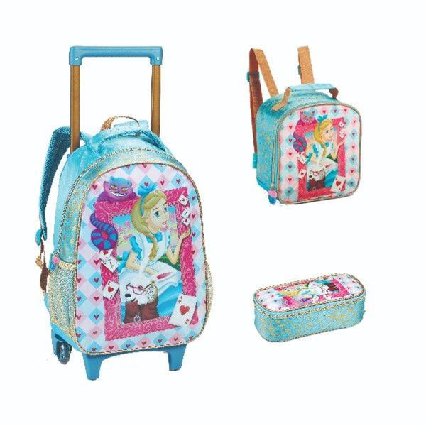 Imagem de Kit Mochila de Rodinha Infantil Feminina com Lancheira e Estojo Meninas