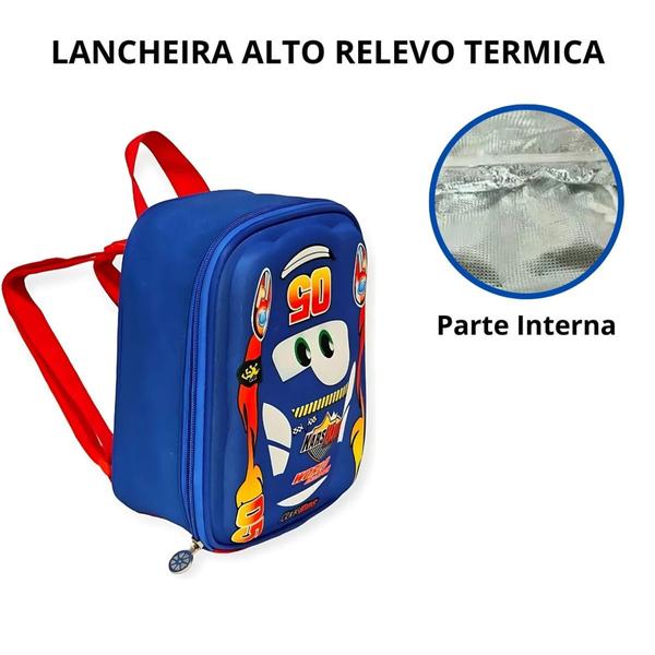 Imagem de Kit Mochila De Rodinha Infantil Menino Reforçad Kars Kids 3d