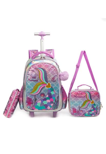 Imagem de Kit Mochila De Rodinha Lancheira Estojo Reforçada Infantil