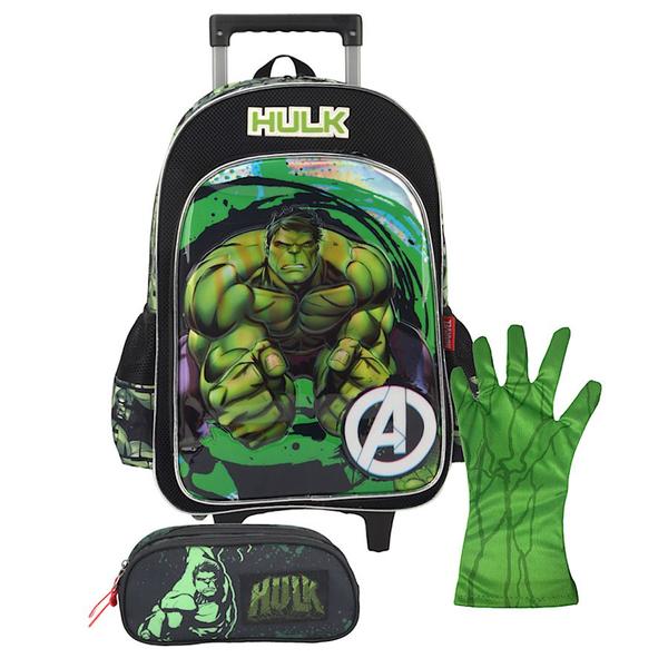 Imagem de Kit Mochila de Rodinha Luxcel Hulk 38102