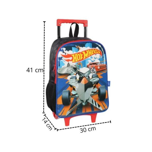 Imagem de Kit Mochila De Rodinhas E Lancheira Hot Wheels Preto