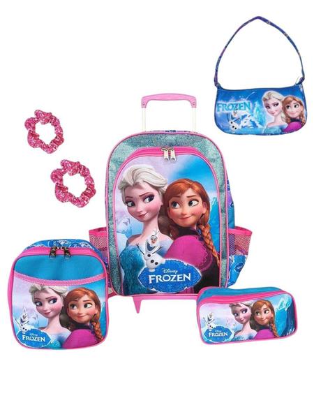 Imagem de Kit mochila de rodinhas infantil escolar com bolsinha baguete skye patrulha canina