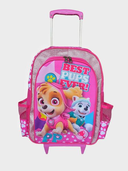 Imagem de Kit mochila de rodinhas infantil escolar com bolsinha baguete skye patrulha canina