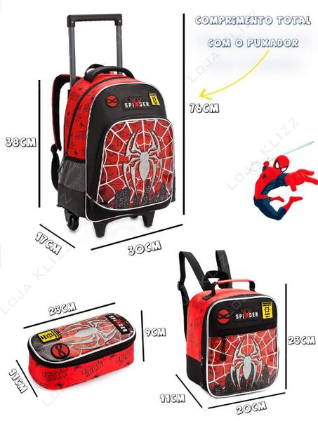 Imagem de Kit Mochila De Rodinhas Infantil Escolar Super Spider Aranha