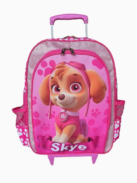 Imagem de Kit mochila de rodinhas infantil skye meninas escolar patrulha canina rosa