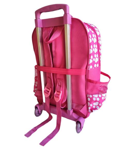 Imagem de kit mochila de rodinhas Patrulha Canina feminina Skye infantil escolar meninas rosa  baguete