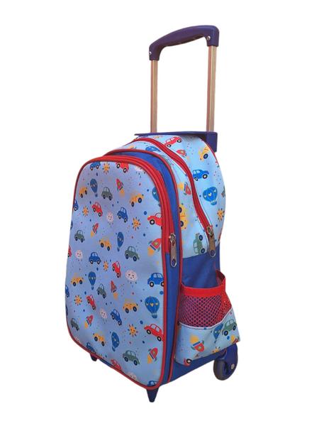 Imagem de Kit mochila de rodinhas pequena carro creche infantil escolar criança a partir de 1 ano bolsa menino