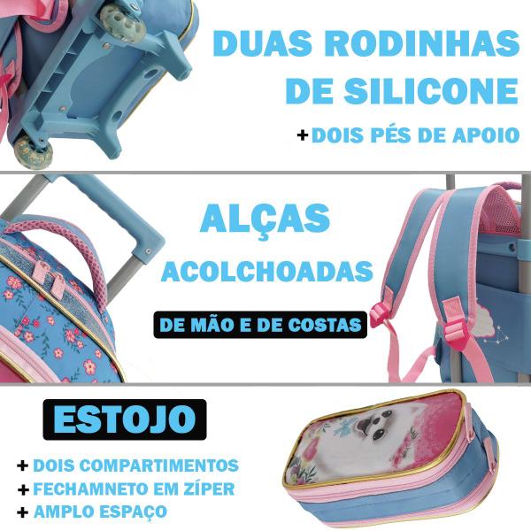 Imagem de Kit mochila escolar 2 rodas lancheira e estojo pet life