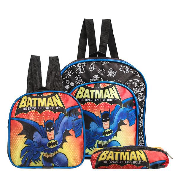 Imagem de Kit Mochila Escolar Batman Infantil Meninos Azul Costa