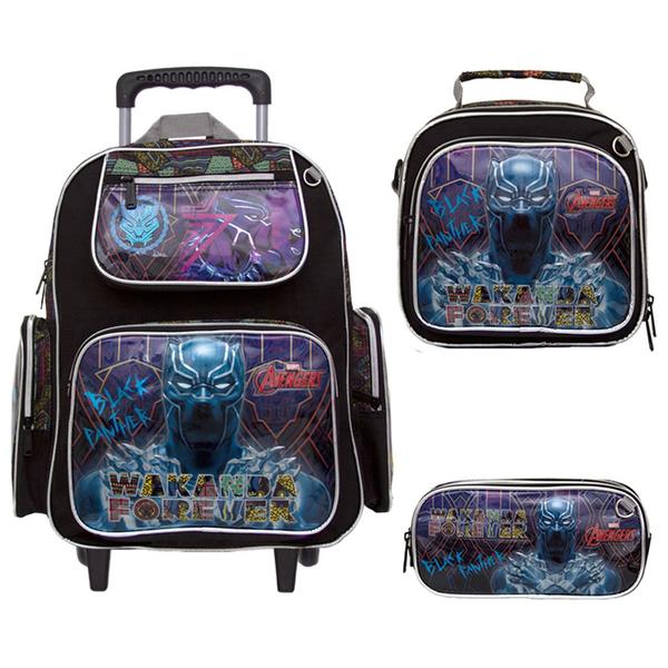 Imagem de Kit Mochila Escolar Bolsa G Pantera Negra de Rodas Toys 2U