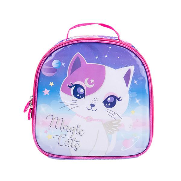 Imagem de Kit Mochila Escolar Com Rodinhas Lancheira e Estojo Menina Gatinha