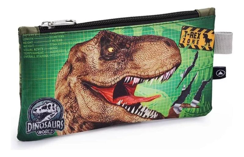 Imagem de Kit Mochila Escolar Completo Infantil Dinossauro Rex Costas