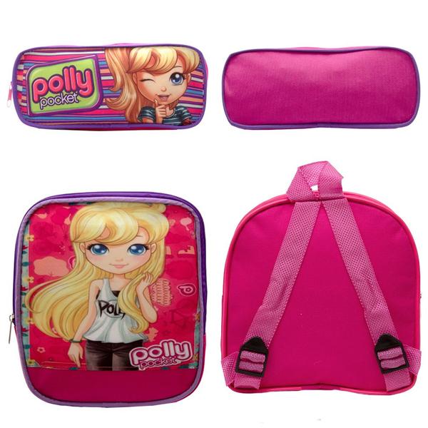 Imagem de Kit Mochila Escolar Feminina Lancheira Estojo Polly Pocket