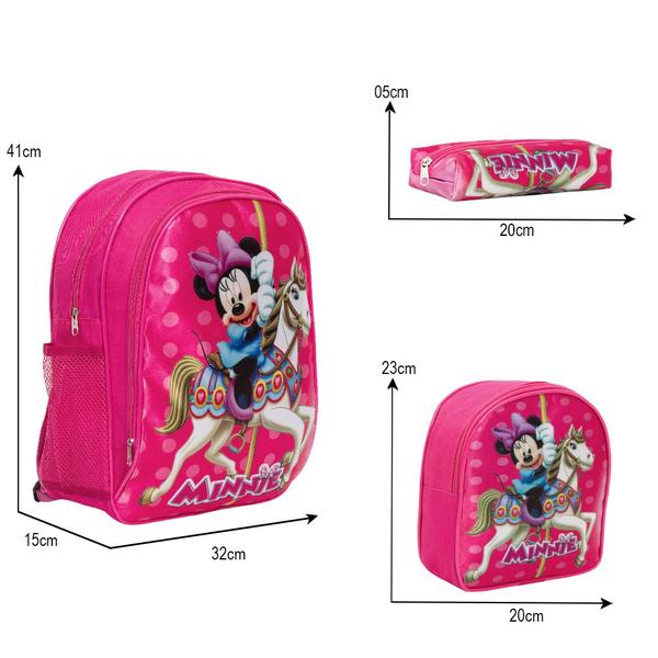 Imagem de Kit Mochila Escolar Feminina Minnie Mouse Costas Creche Pre