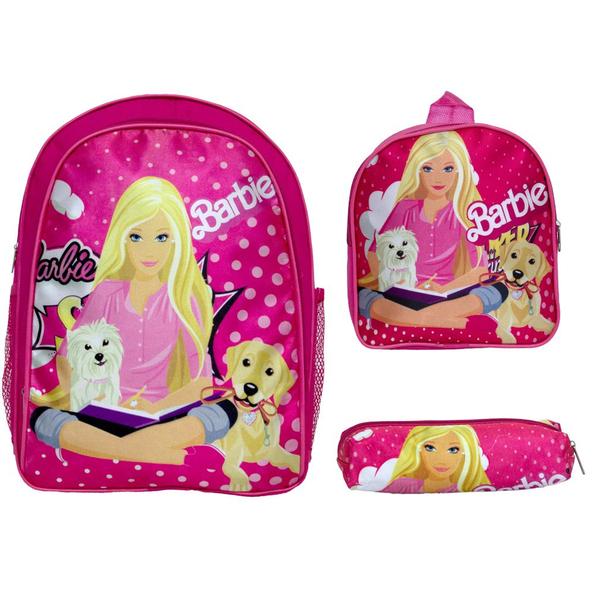 Imagem de Kit Mochila Escolar Feminina Reforçada Barbie Costa Toys 2U