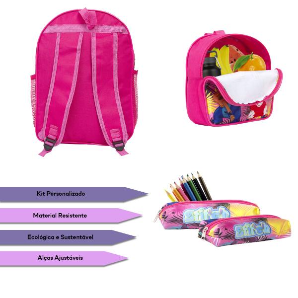 Imagem de Kit Mochila Escolar Feminina Stitch Costas Creche Tam G