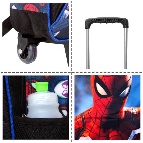 Imagem de Kit Mochila Escolar Infantil 3d com Rodinhas Homem Aranha