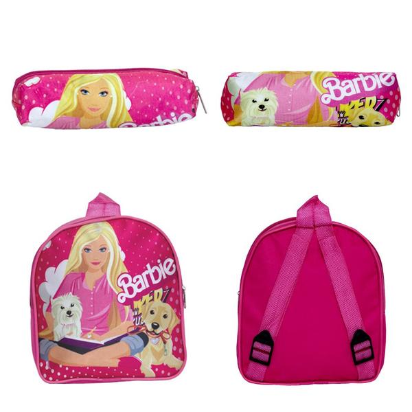 Imagem de Kit Mochila Escolar Infantil Barbie De Rodinha