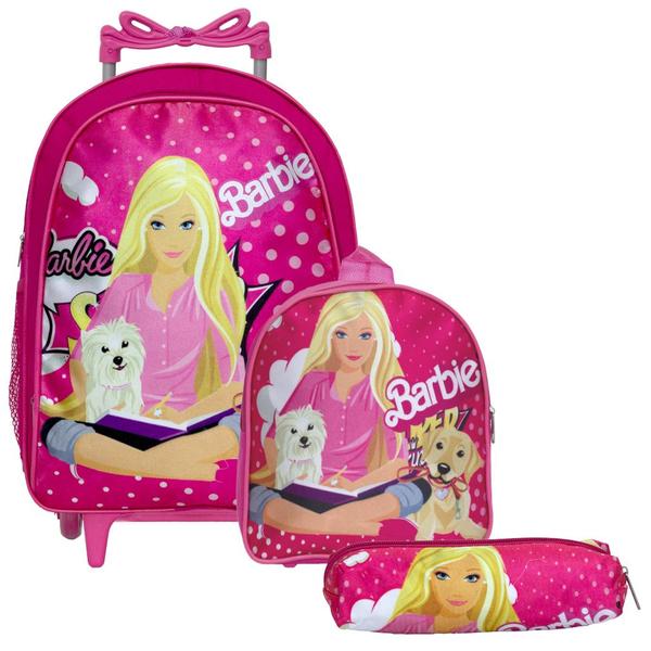 Kit Mochila Escolar Infantil Barbie Mattel Rosa Com Rodinhas - TOYS 2U Imagem de Kit Mochila Escolar Infantil Barbie Mattel Rosa Com Rodinhas