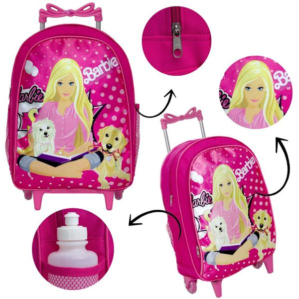 Kit Mochila Escolar Infantil Barbie Mattel Rosa Com Rodinhas - TOYS 2U Imagem de Kit Mochila Escolar Infantil Barbie Mattel Rosa Com Rodinhas