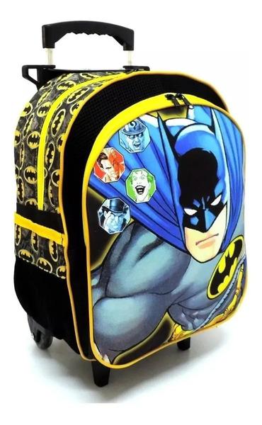 Imagem de Kit Mochila Escolar Infantil Batman Morcego Rodinhas Tam M F5