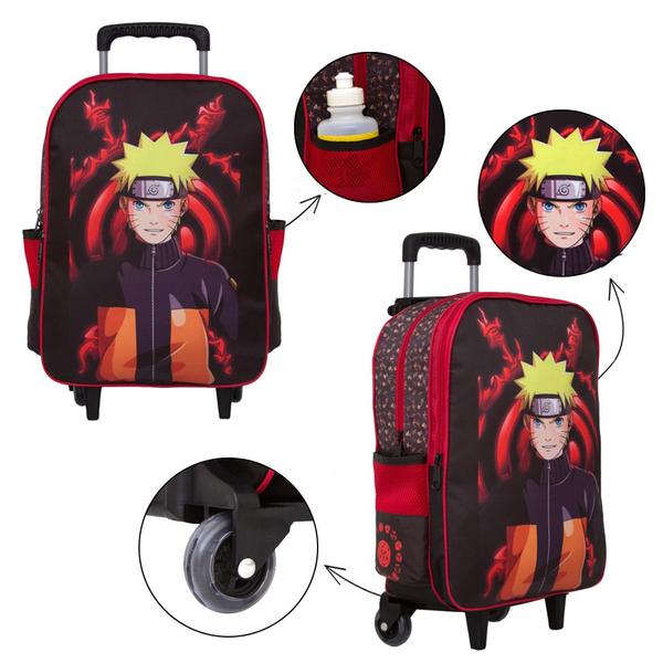 Imagem de Kit Mochila Escolar Infantil com Rodinha Naruto Lançamento