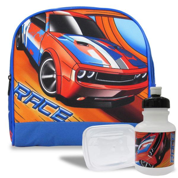 Imagem de Kit Mochila Escolar Infantil de Costas Race Tam G - Lancheira e Estojo