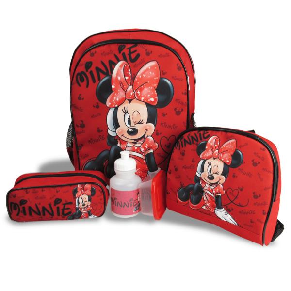 Imagem de Kit Mochila Escolar Infantil de Costas Tam G Minnie Vermelha 