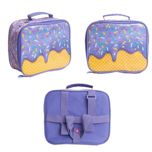 Imagem de Kit Mochila Escolar Infantil de Rodinhas com Lancheira e Estojo Yins em Poliester Candy Roxo