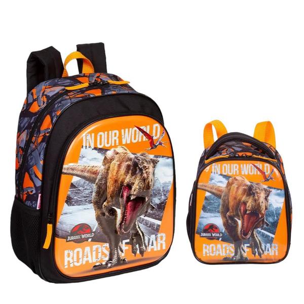 Imagem de Kit Mochila Escolar Infantil e Frasqueira Jurassic X Sestini