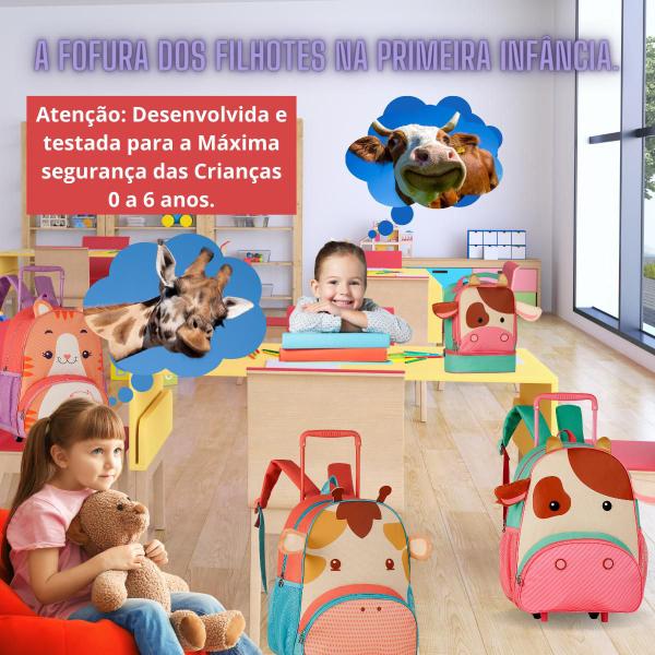 Imagem de Kit Mochila Escolar Infantil Feminina de Rodinhas Pet 3D com Lancheira Térmica Material Escolar Volta às Aulas