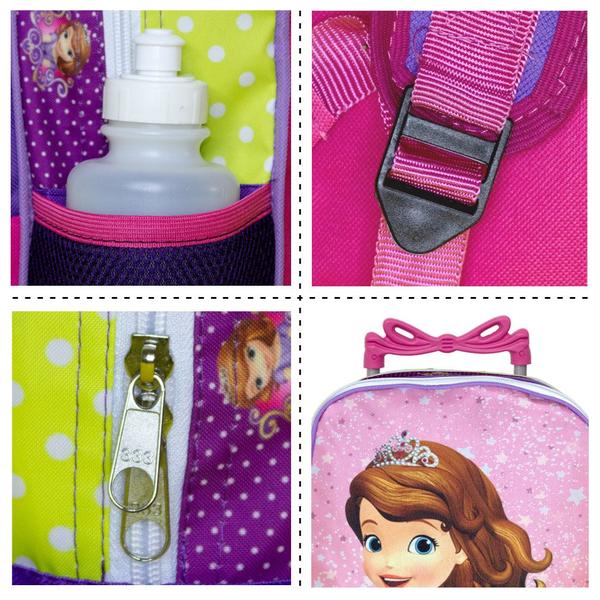 Imagem de Kit Mochila Escolar Infantil Grande Princesa Sofia Rodinha