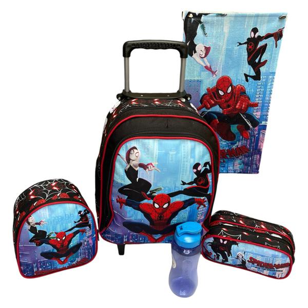 Imagem de Kit Mochila Escolar Infantil Homem Aranha Lancheira Estojo Duplo