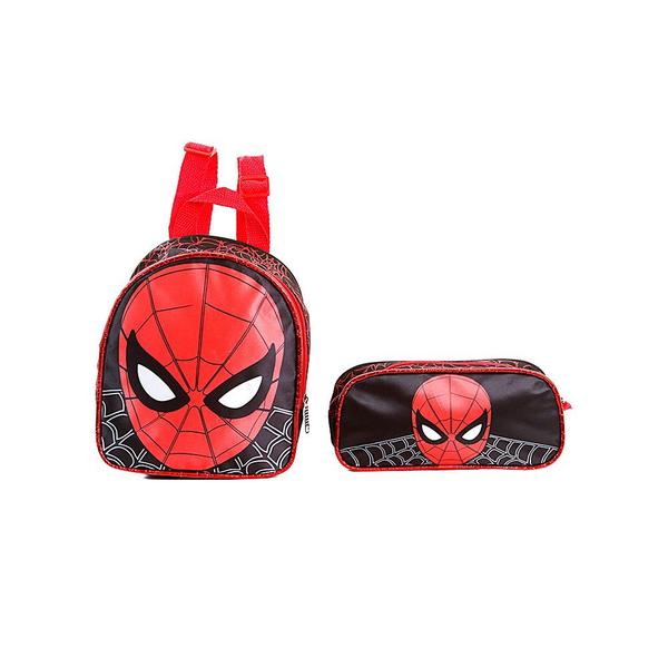 Imagem de Kit Mochila Escolar Infantil Homem Aranha Marvel De Costas